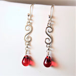 Load image into Gallery viewer, Spiral and drop in sterling silver -red
