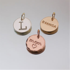 Large initial charm/small name charm - 1/2" (12.7mm)