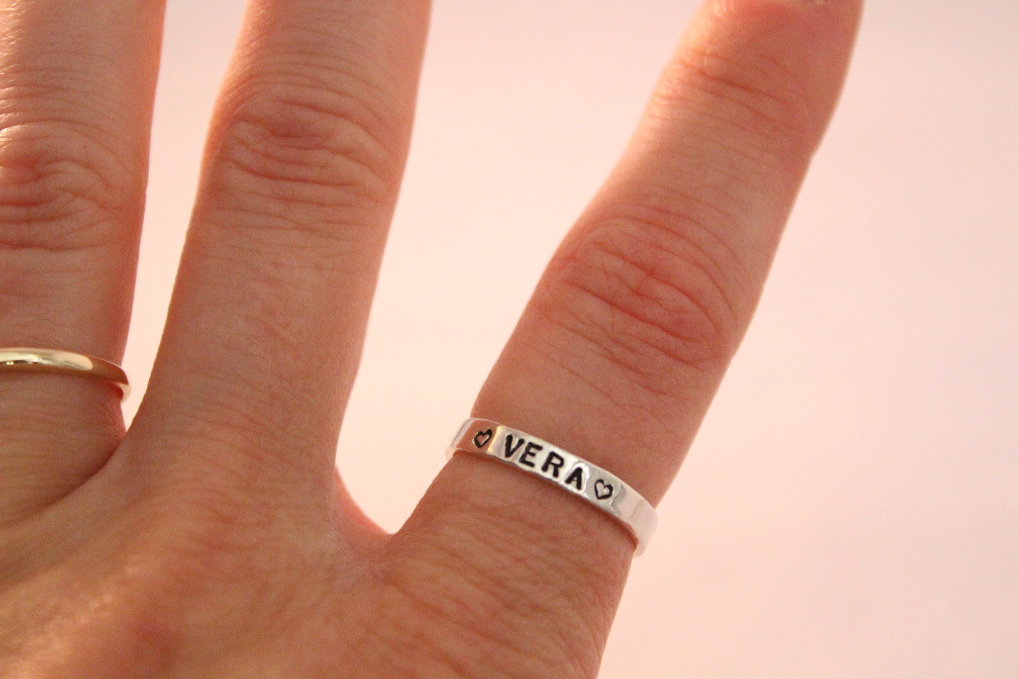 Personalized name ring, band, stacking ring