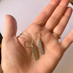 Load image into Gallery viewer, Geometric textured bar earrings in sterling silver
