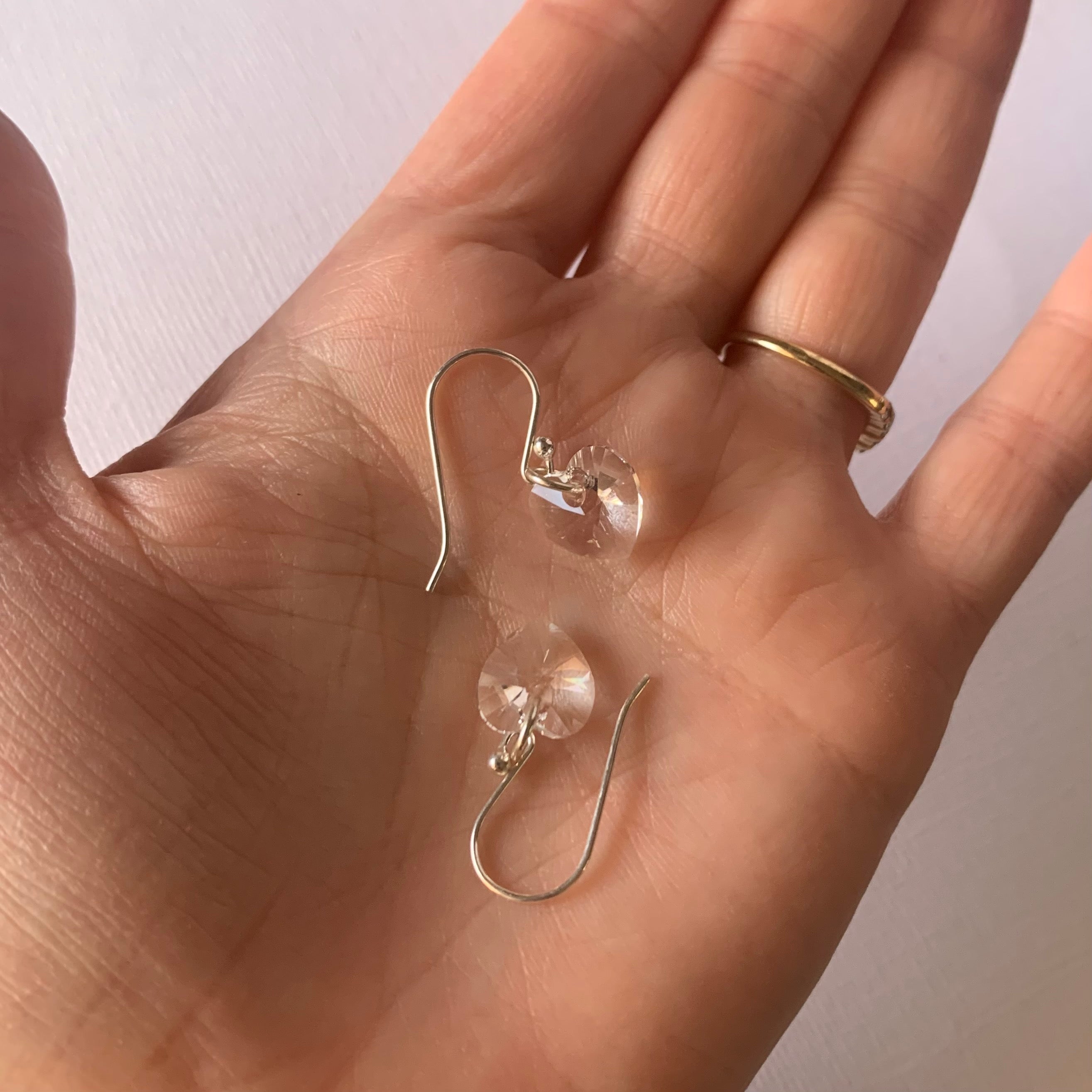 Sparkle heart earrings - Swarovski crystal hearts in crystal clear