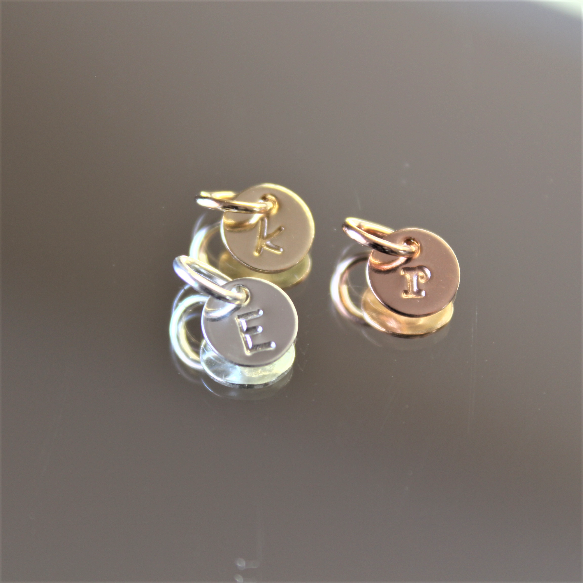 Tiny round initial charm - 1/4" (6.4mm)