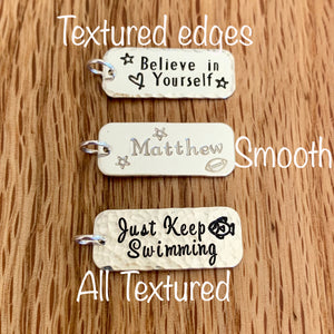Rounded rectangle 24x10mm - name/date charm