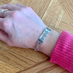 Load image into Gallery viewer, Alzheimer’s aid bracelet, Allergy information - name, address, phone number - contact information bracelet - adjustable - Sterling silver

