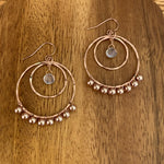 Load image into Gallery viewer, Double hoop rose gold filled moonstone and pearl earrings
