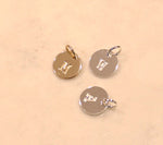 Load image into Gallery viewer, Small round initial charm - 3/8&quot; (9.5mm) 20 ga

