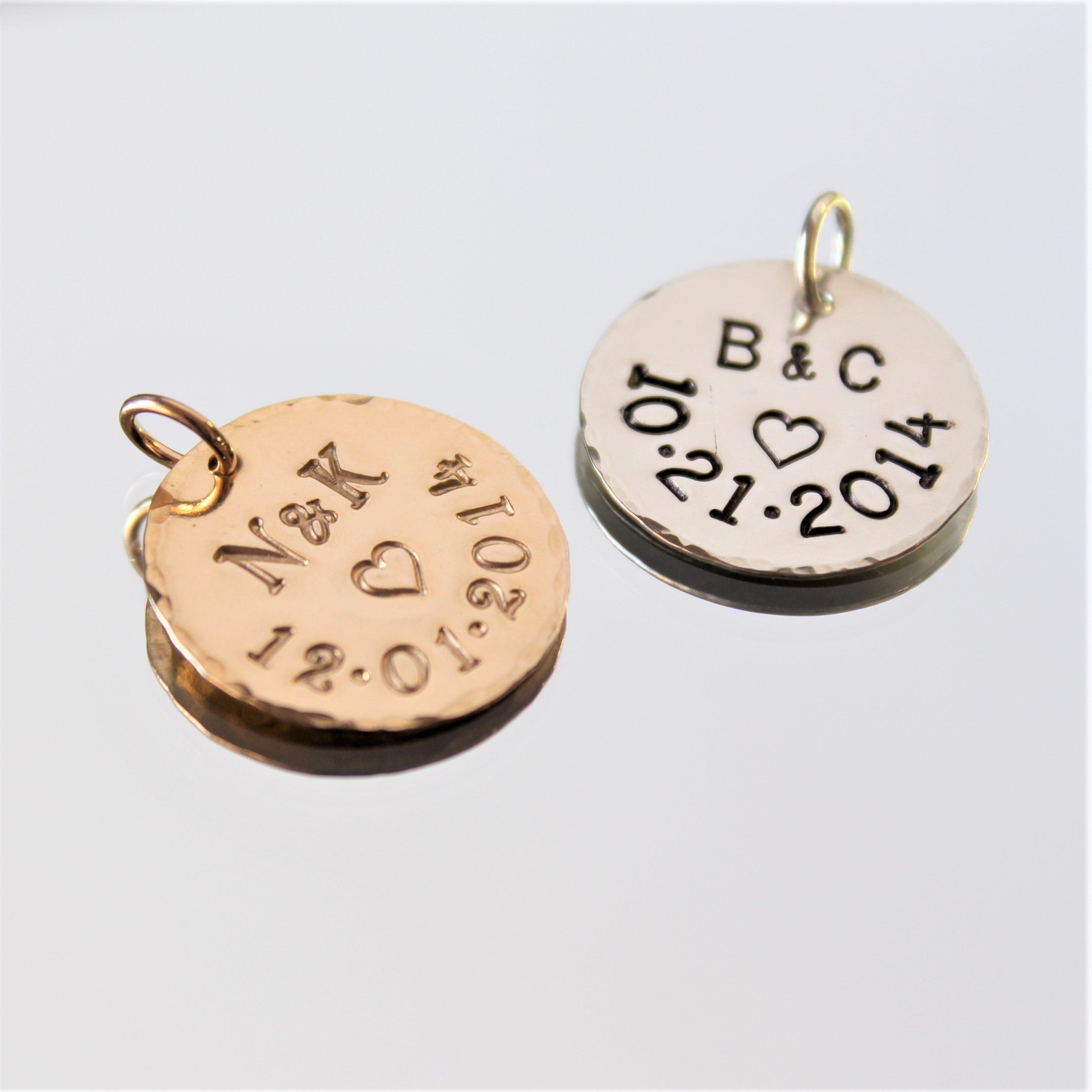 Large personalized name/date pendant - 18mm