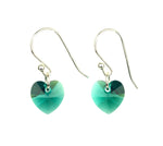 Load image into Gallery viewer, Sparkle heart earrings - Swarovski crystal hearts in emerald green
