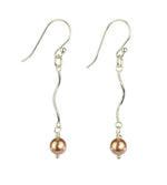 Load image into Gallery viewer, Silver spiral tube and pearl earrings
