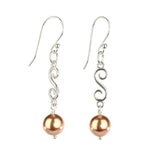 Load image into Gallery viewer, Fancy spiral earrings with drop in sterling silver
