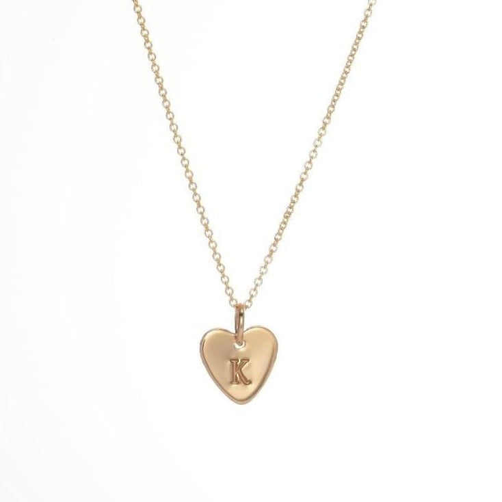Small heart initial necklace