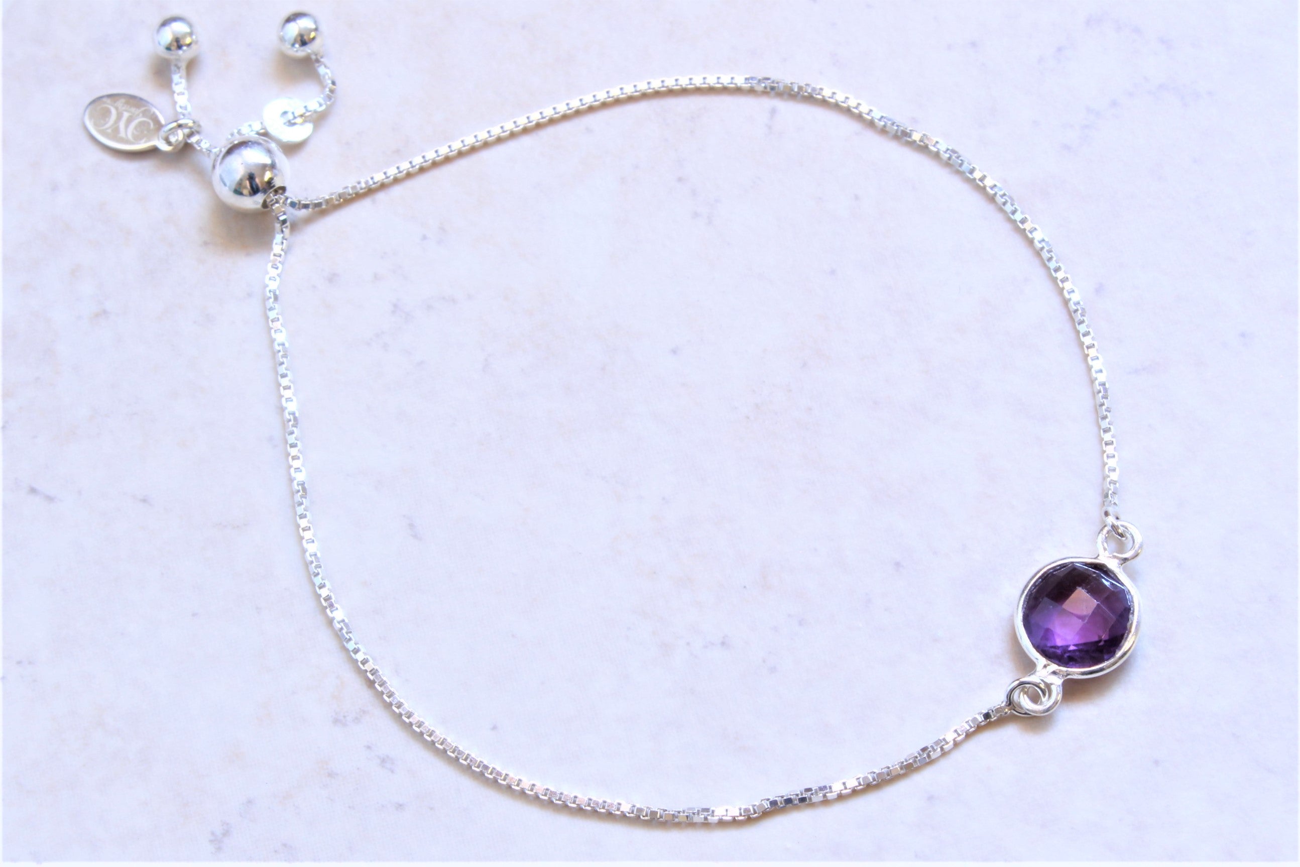 Small Stone  Adjustable Bracelet in Sterling Silver