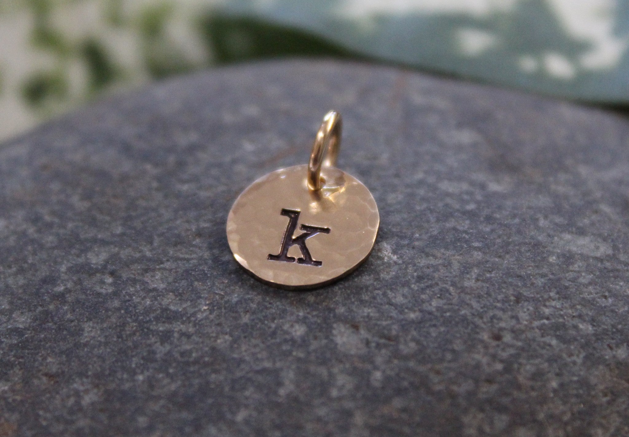 Small textured initial charm - 3/8" (9.5mm)