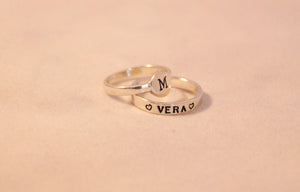 Personalized name ring, band, stacking ring
