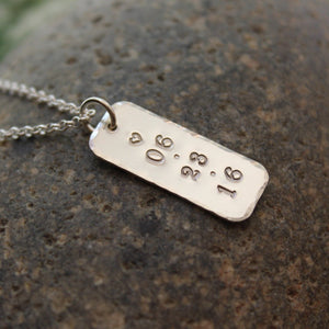 Small bar rounded rectangle sterling silver necklace