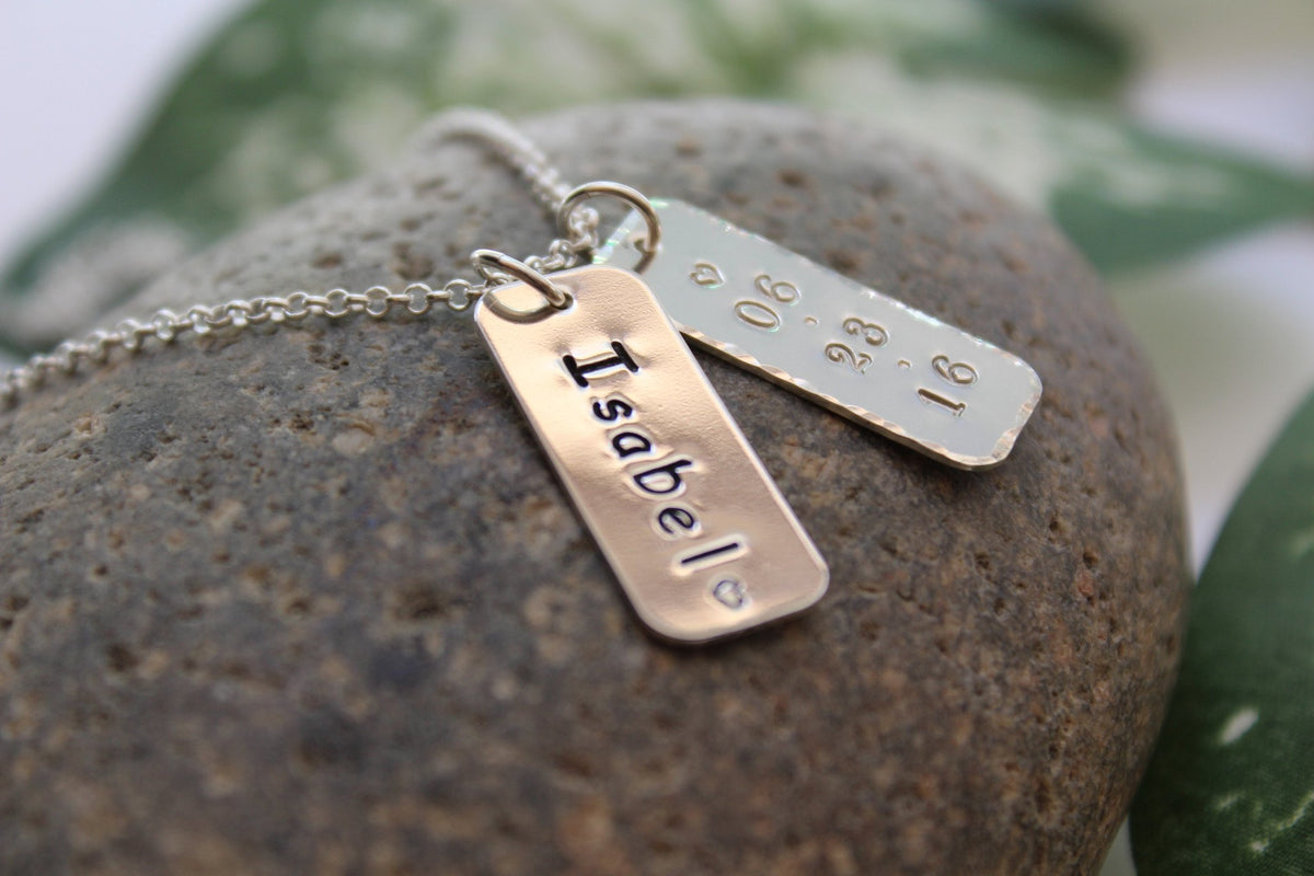 Small bar rounded rectangle sterling silver necklace – CYC Jewelry