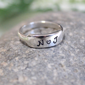Personalized anniversary ring, couple's ring, initial ring - sterling silver