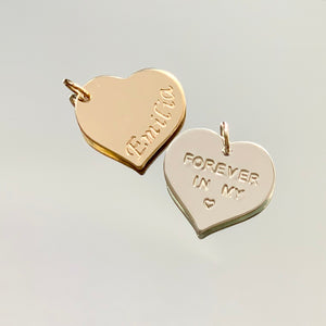 Large heart pendant, personalized hand stamped- 3/4"