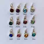 Load image into Gallery viewer, Tiny birthstone charm - Swarovski crystal set in sterling silver

