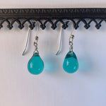 Load image into Gallery viewer, Teal drop dangle earrings in sterling silver
