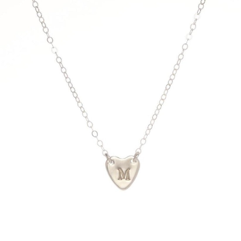 Small connected heart initial necklace