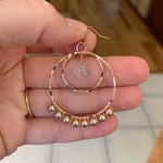 Load image into Gallery viewer, Double hoop rose gold filled moonstone and pearl earrings

