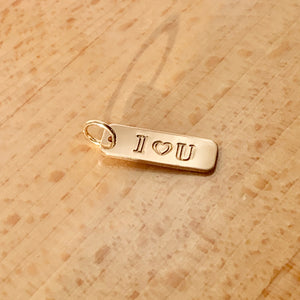 Tiny gold filled bar with rounded edges, personalized, hand stamped name bar, 18x6mm