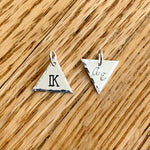 Load image into Gallery viewer, Geometric triangle initial charm in sterling silver, 1/2&quot;
