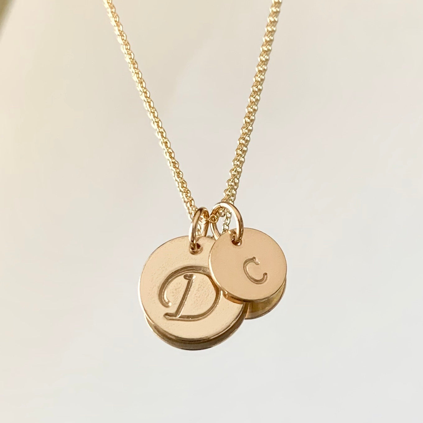 Big initial little initial necklace - mother and child, big sister and little sister