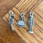 Load image into Gallery viewer, Nutcracker ballet Christmas charms - mouse, soldier, snowflake, pointe shoe, ballerina, candy cane, nutcracker, princess, globes, peppermint
